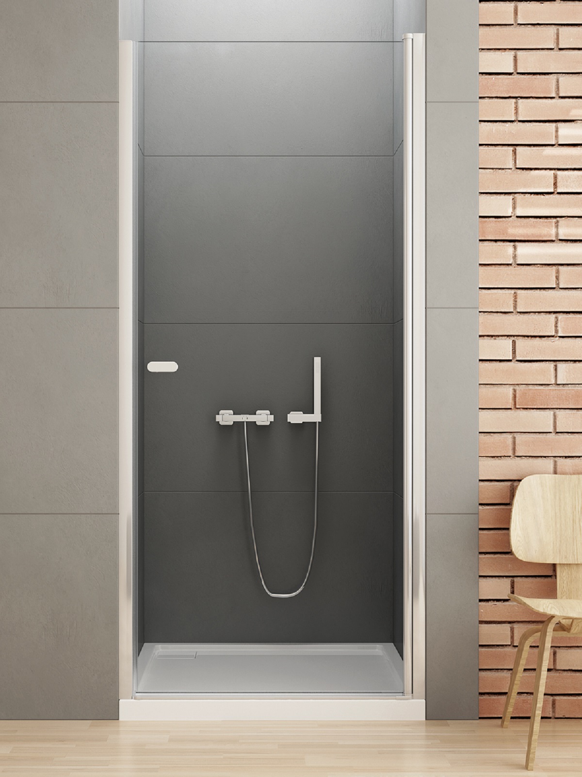 New Trendy New Soleo Duschtüren 100 cm aufklappbar chrom Glanz/durchsichtiges Glas D-0122A