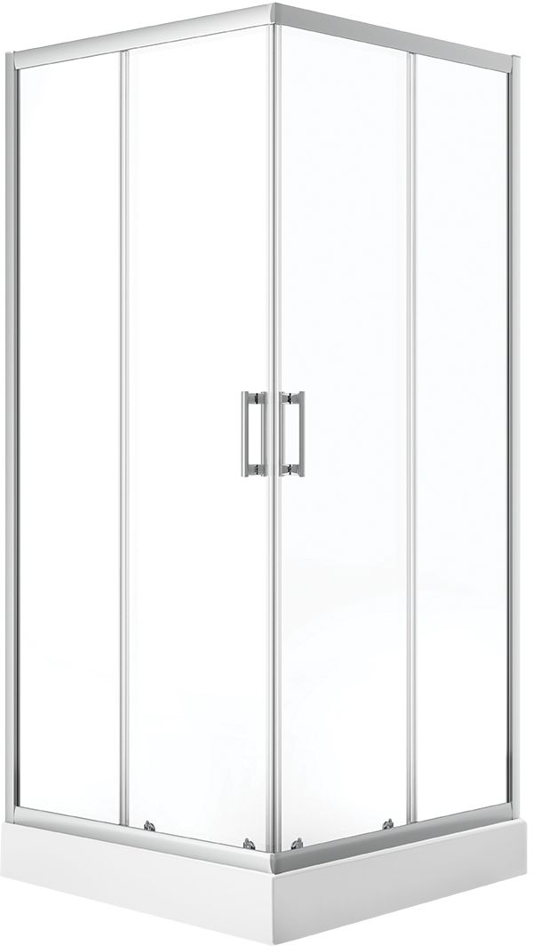 Laveo Bresso Kabine mit Duschwanne 90x90 cm quadratisch chrom Glanz/durchsichtiges Glas JKDD096K