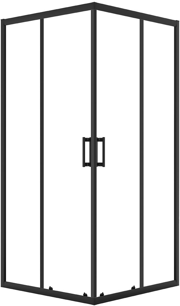 Laveo Bresso Dusche 80x80 cm quadratisch schwarz Matte/durchsichtiges Glas JKD_786K