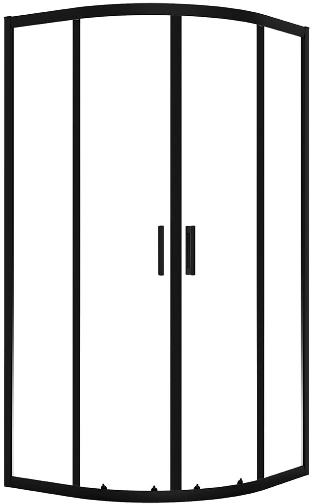 Laveo Bresso Dusche 90x90 cm halbrund schwarz Matte/durchsichtiges Glas JKD_796Z