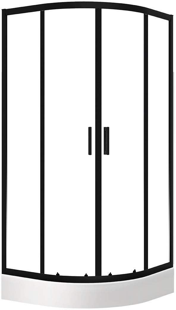 Laveo Bresso Kabine mit Duschwanne 80x80 cm halbrund schwarz Matte/durchsichtiges Glas JKDD786Z