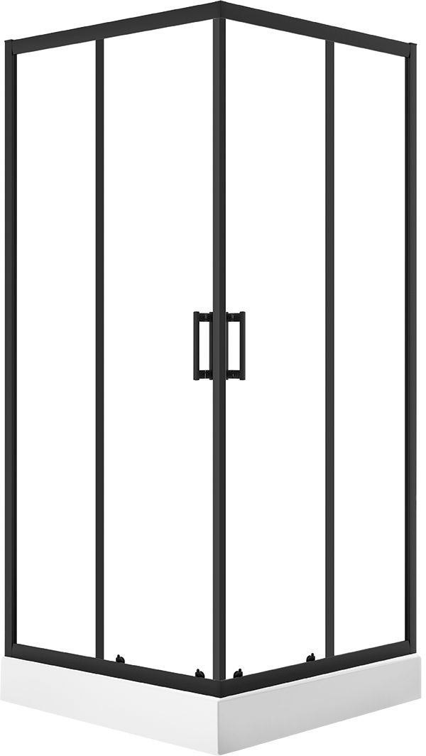 Laveo Bresso Kabine mit Duschwanne 90x90 cm quadratisch schwarz Matte/durchsichtiges Glas JKDD796K