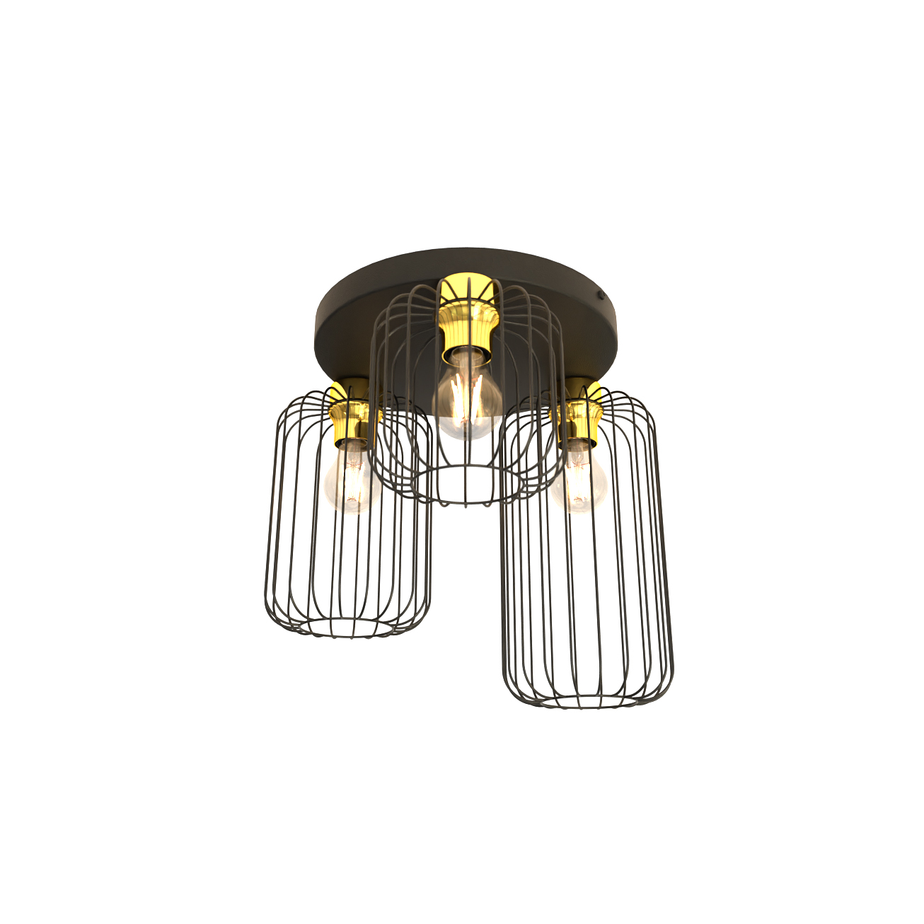 Emibig Barn Deckenlampe 3x15 W schwarz-gold 1366/3PREM
