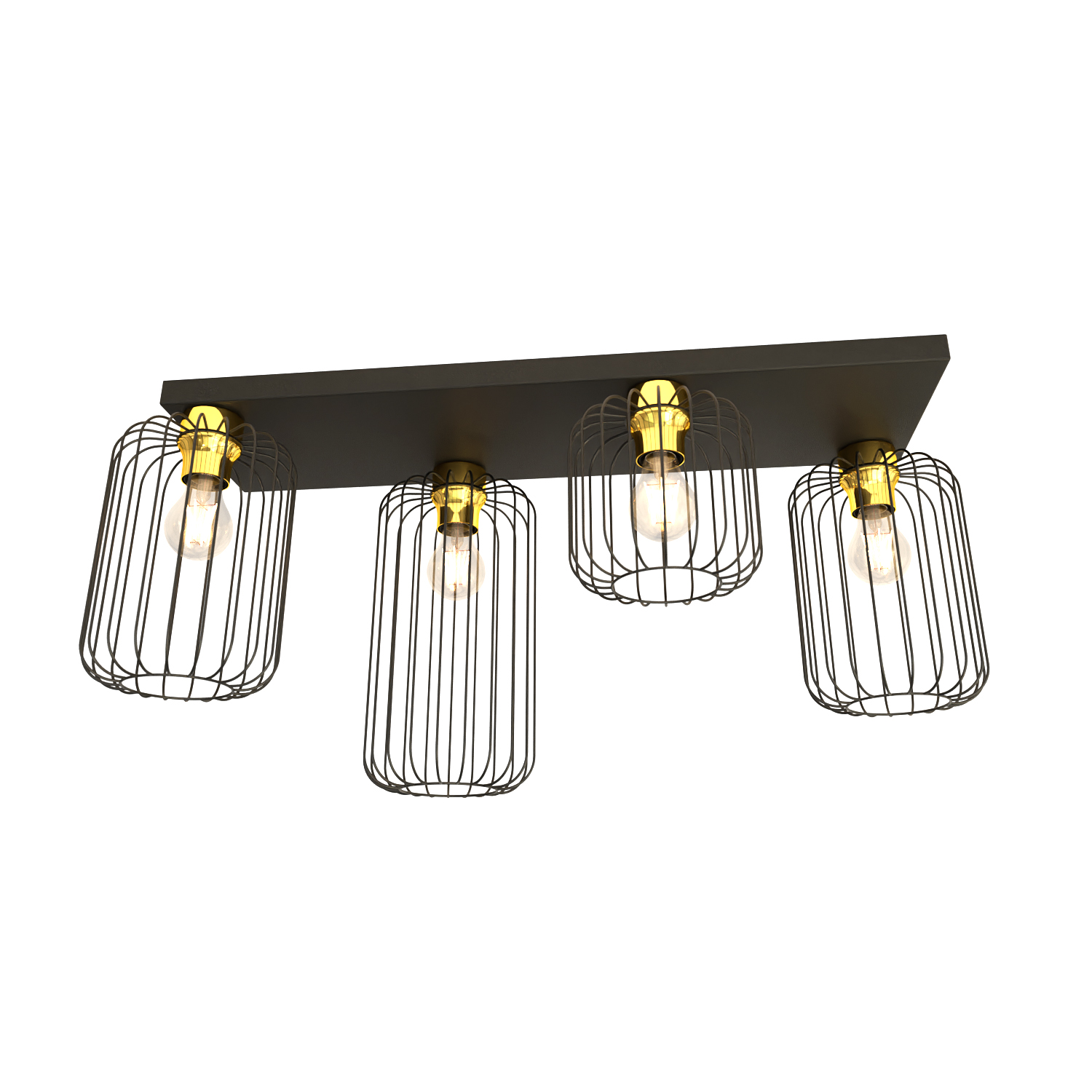 Emibig Barn Deckenlampe 4x15 W schwarz-gold 1366/4
