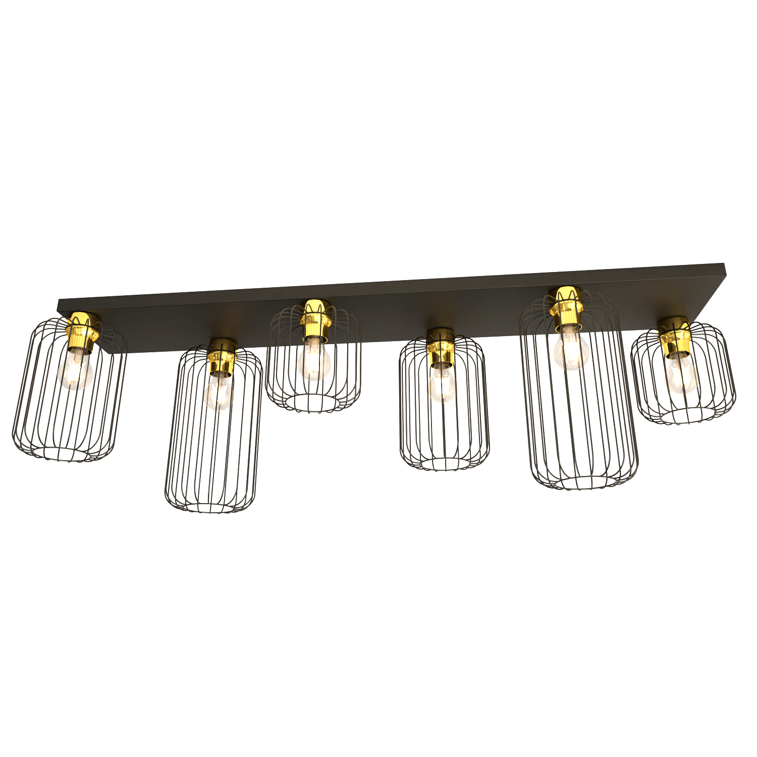 Emibig Barn Deckenlampe 6x15 W schwarz-gold 1366/6