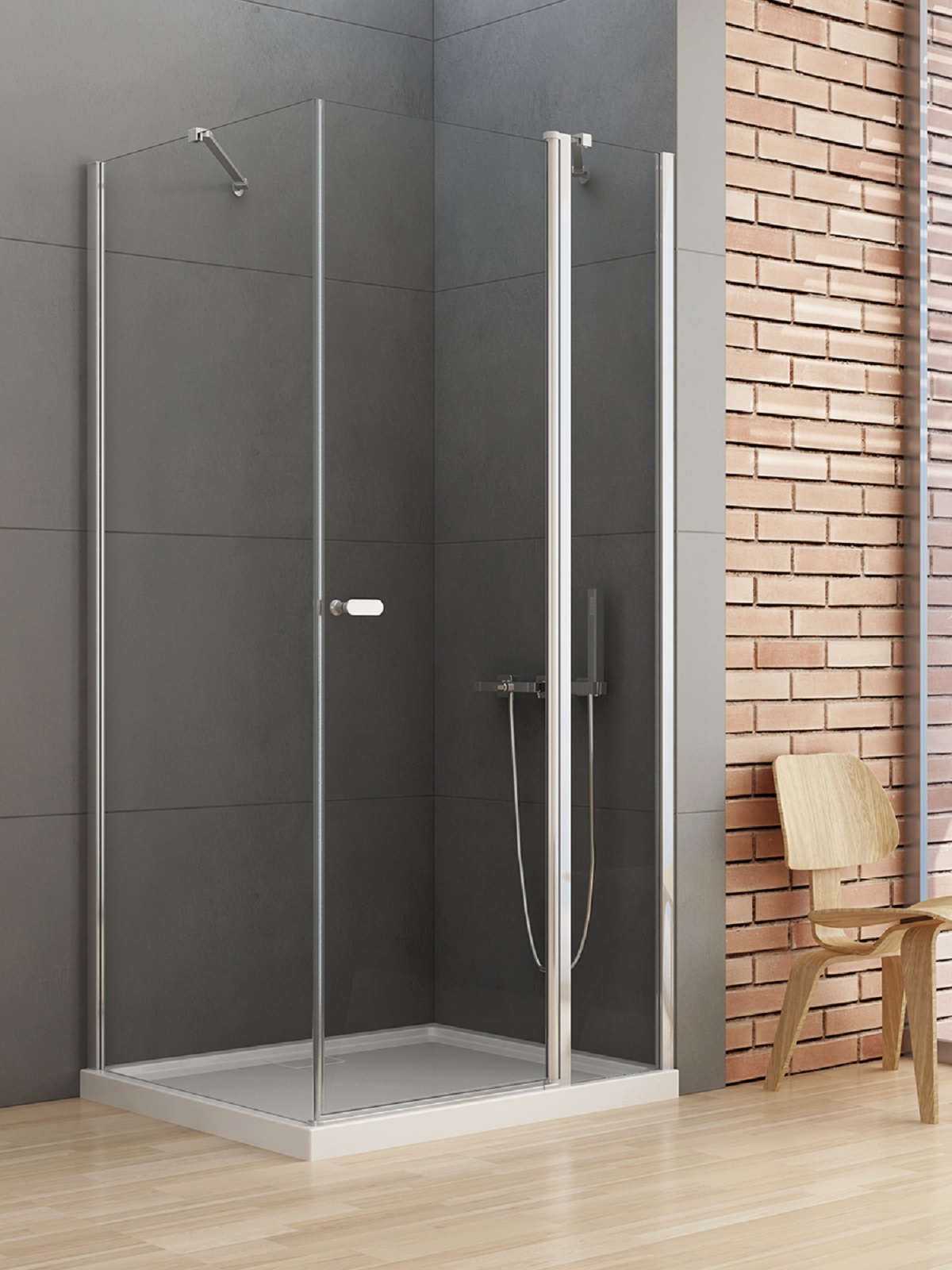 New Trendy New Soleo Dusche 100x100 cm quadratisch chrom Glanz/durchsichtiges Glas K-0399