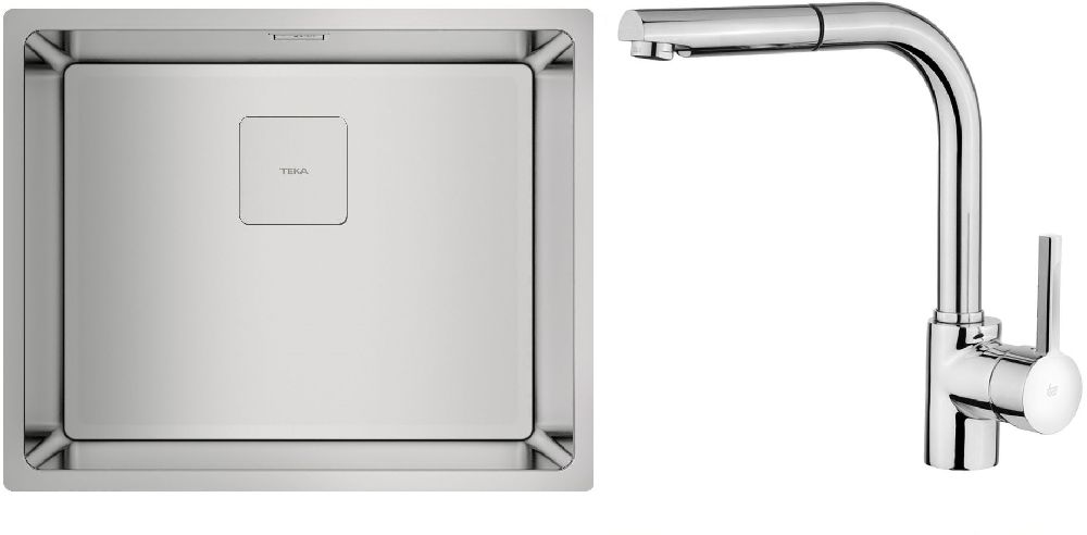 Set Stahlspüle Teka Flexlinea 115000012, Küchenarmatur Teka ARK 239381200