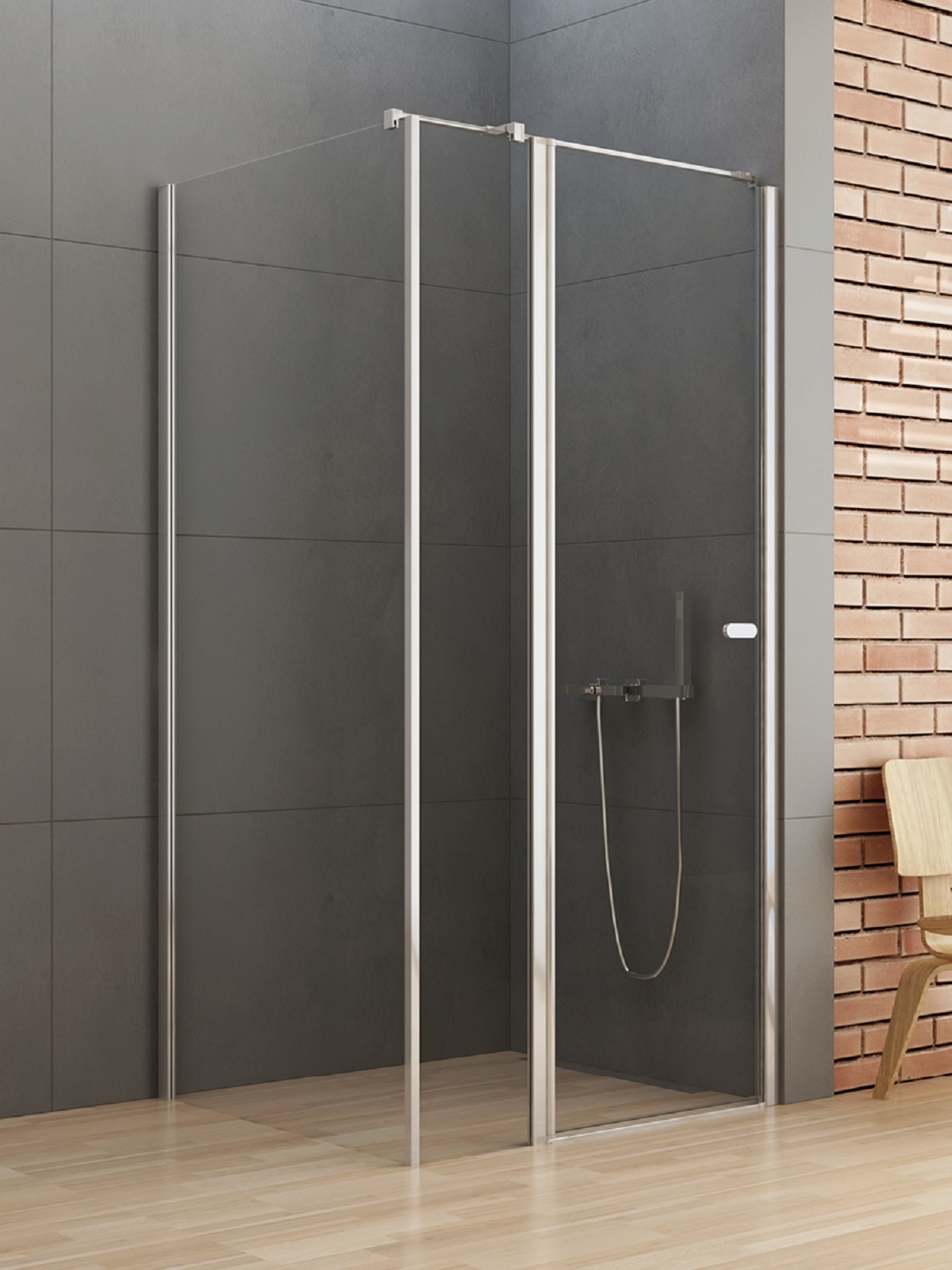 New Trendy New Soleo Dusche 120x110 cm rechteckig chrom Glanz/durchsichtiges Glas K-0737