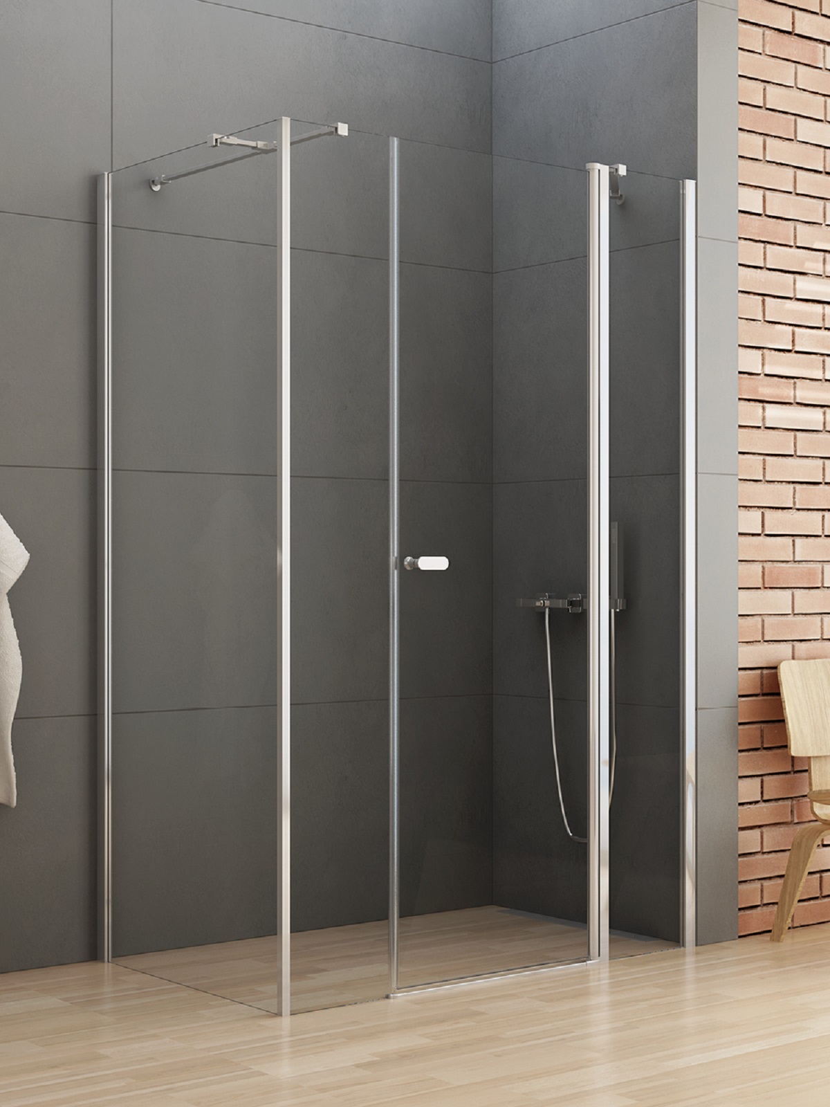 New Trendy New Soleo Dusche 110x80 cm rechteckig chrom Glanz/durchsichtiges Glas K-0370