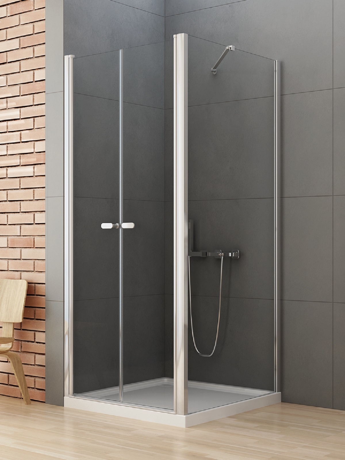 New Trendy New Soleo Dusche 100x80 cm rechteckig chrom Glanz/durchsichtiges Glas D-0146A/D-0091B