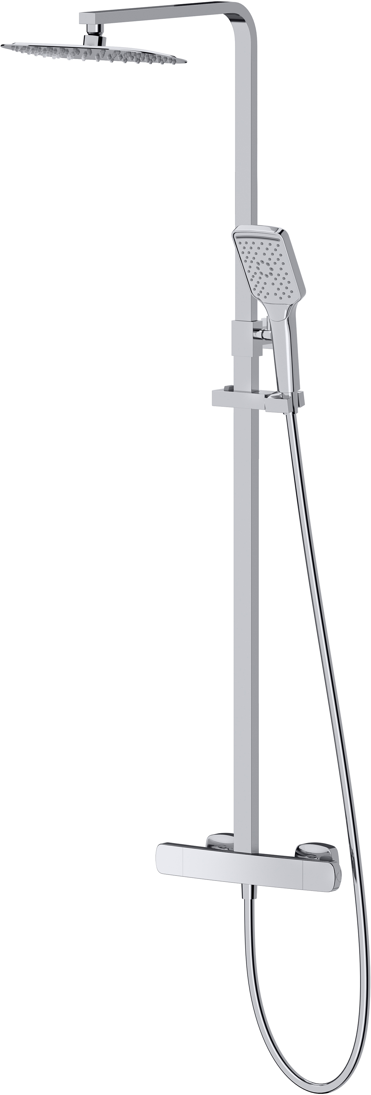 Cersanit Larga Duschset Wandmontage mit Thermostat mit Regenbrause chrom S952-049