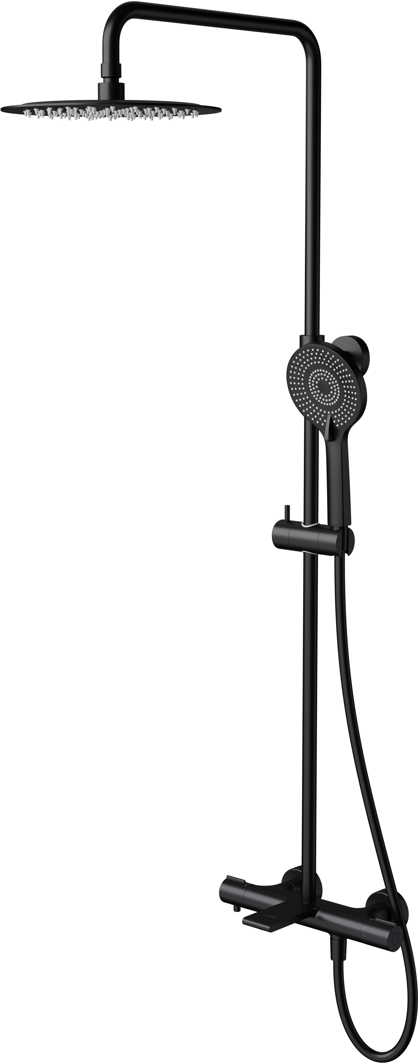 Cersanit Virgo Badewannen- und Duschset Wandmontage mit Thermostat mit Regenbrause schwarz S951-863
