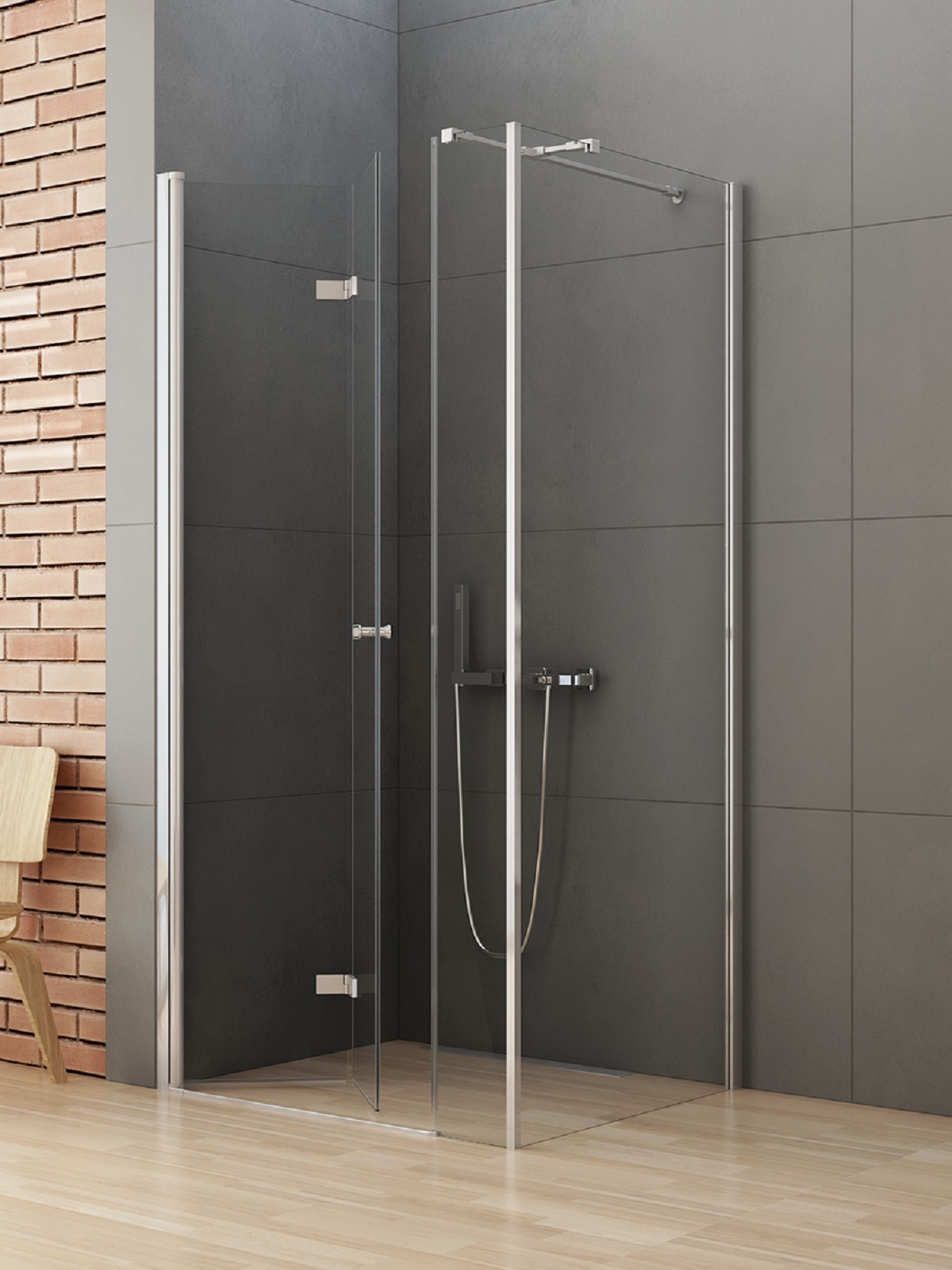 New Trendy New Soleo Dusche 100x90 cm rechteckig chrom Glanz/durchsichtiges Glas K-0378