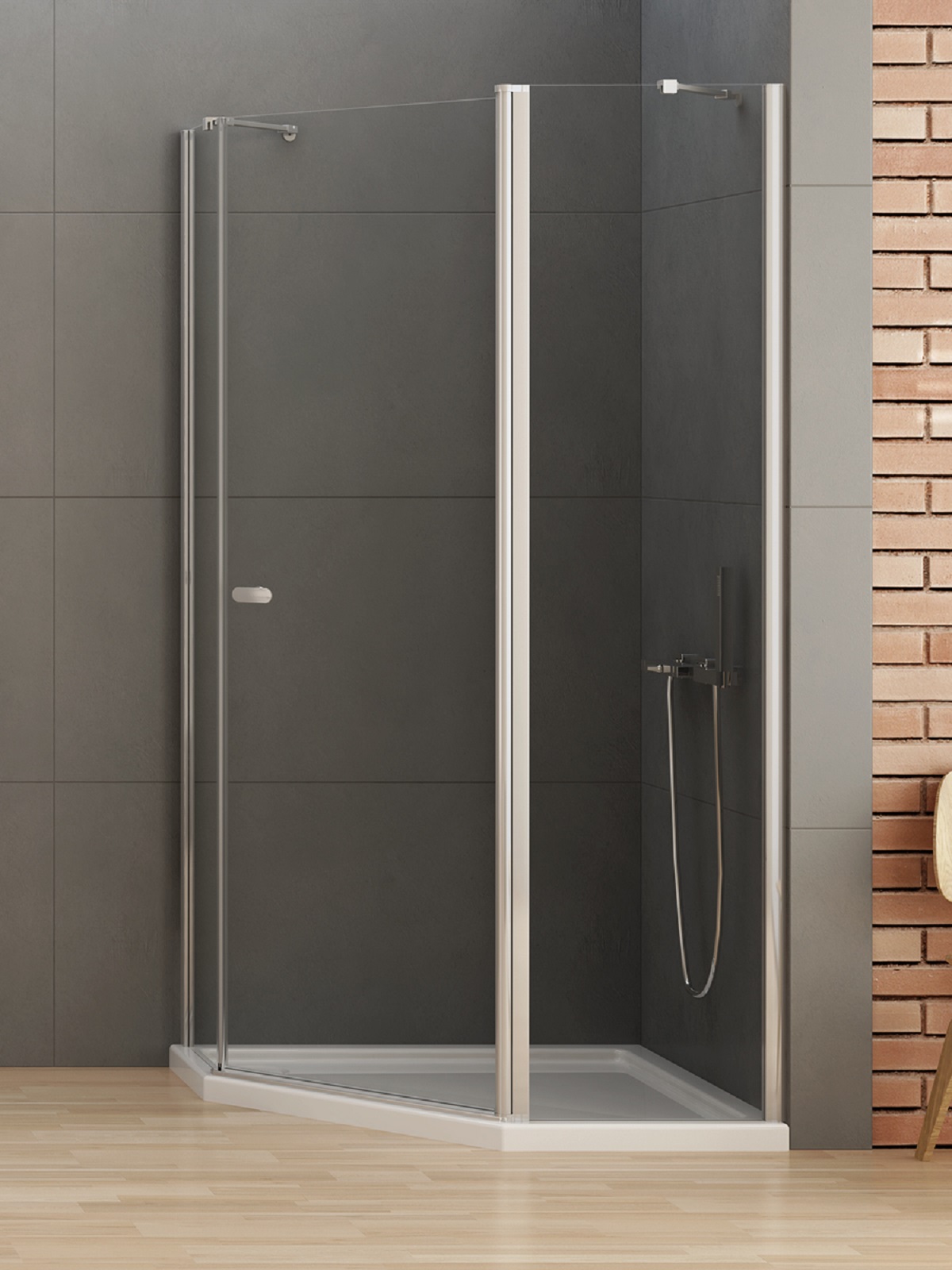 New Trendy New Soleo Dusche 100x80 cm chrom Glanz/durchsichtiges Glas K-0608