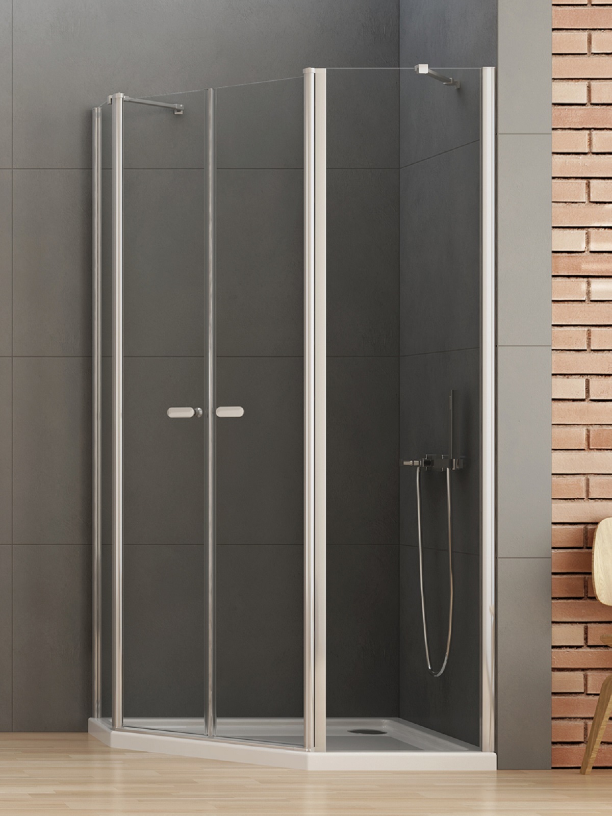 New Trendy New Soleo Dusche 100x80 cm chrom Glanz/durchsichtiges Glas K-0611