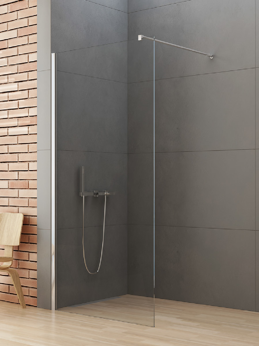 New Trendy New Soleo Begehbare Duschwand 100 cm chrom Glanz/durchsichtiges Glas K-0460-WP