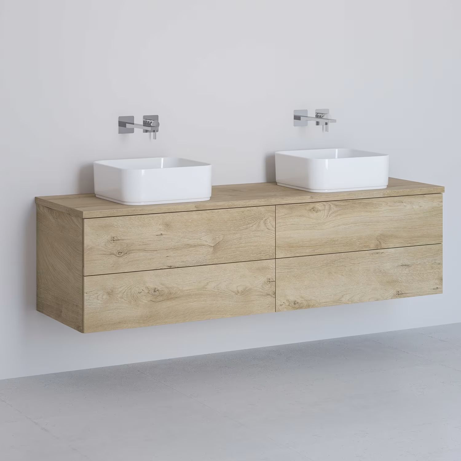 Kronenbach Cube Schrank mit Arbeitsplatte 161x48.7x44.5 cm Unterschrank hängend eiche KBWTKOWT1614GH