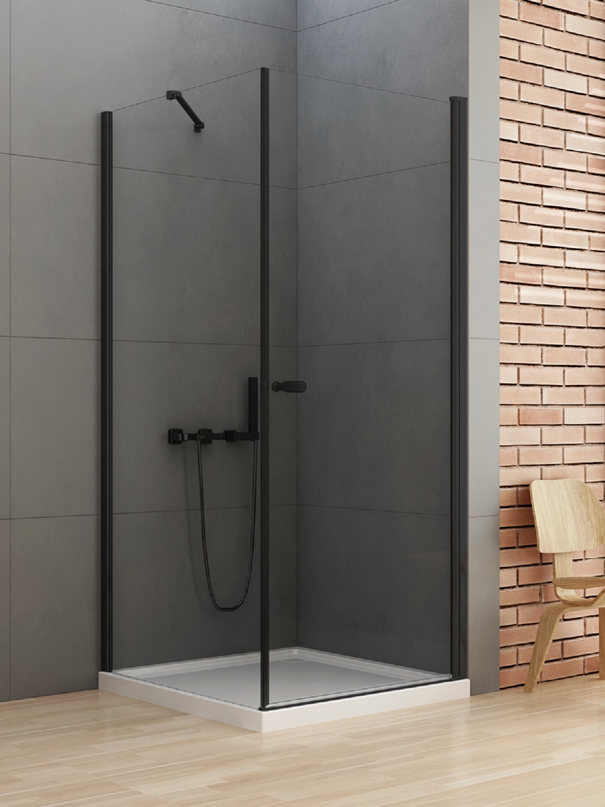 New Trendy New Soleo Black Dusche 110x80 cm rechteckig schwarz Matte/durchsichtiges Glas D-0230A/D-0148B