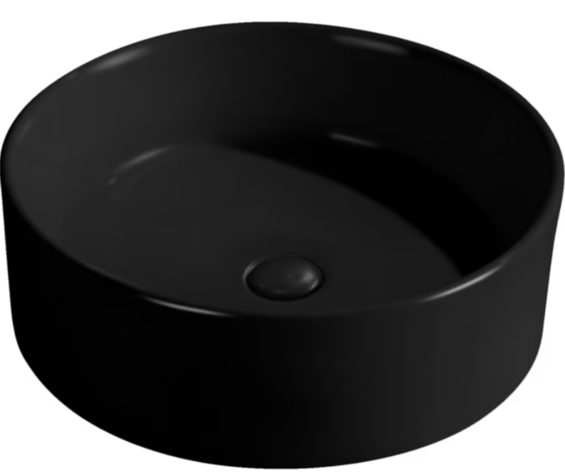 Kronenbach Tube Waschbecken 46x46 cm rund Aufsatzwaschbecken schwarz KB597020BK