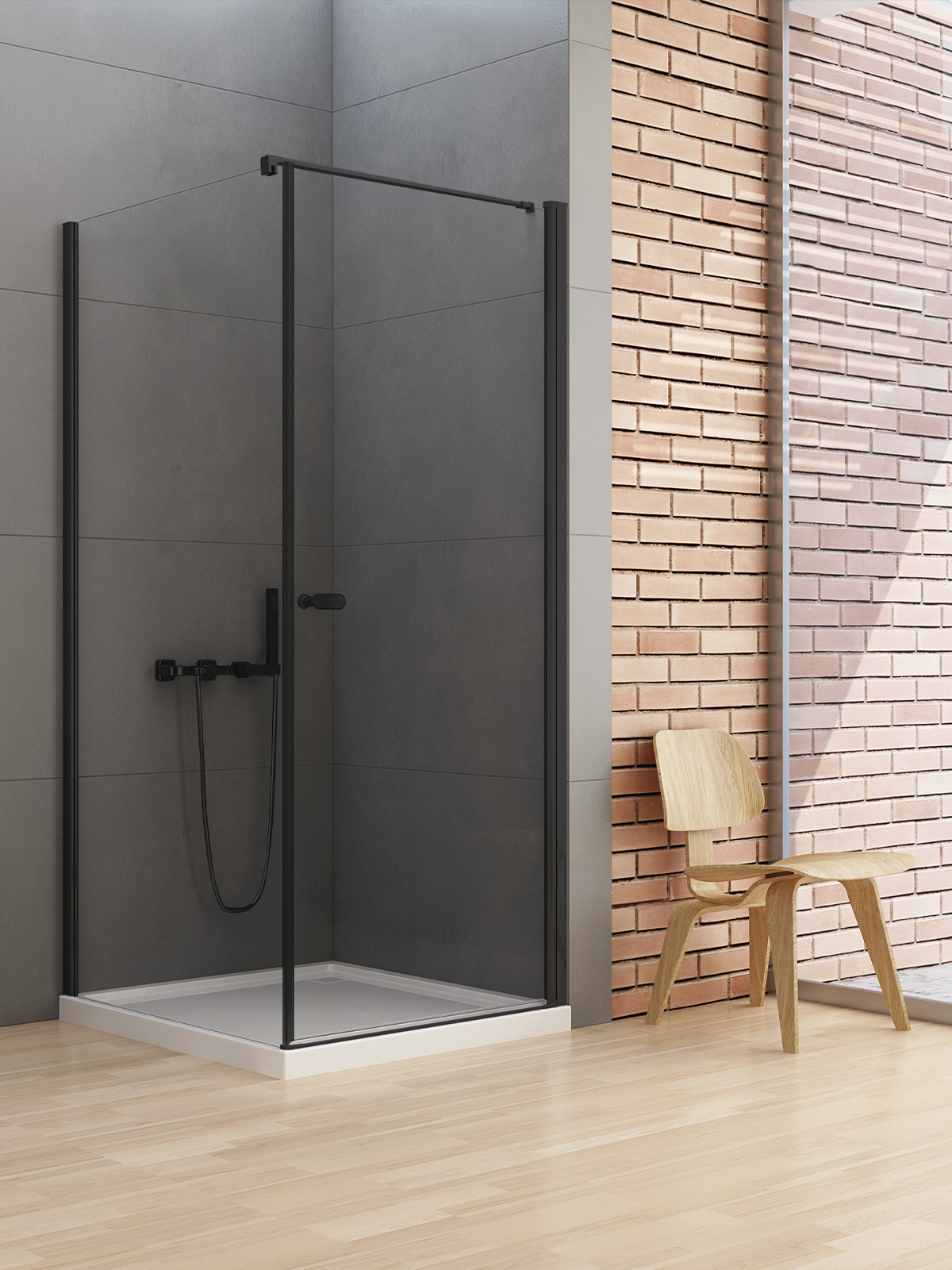 New Trendy New Soleo Black Dusche 110x80 cm rechteckig schwarz Matte/durchsichtiges Glas D-0230A/D-0148B-WP