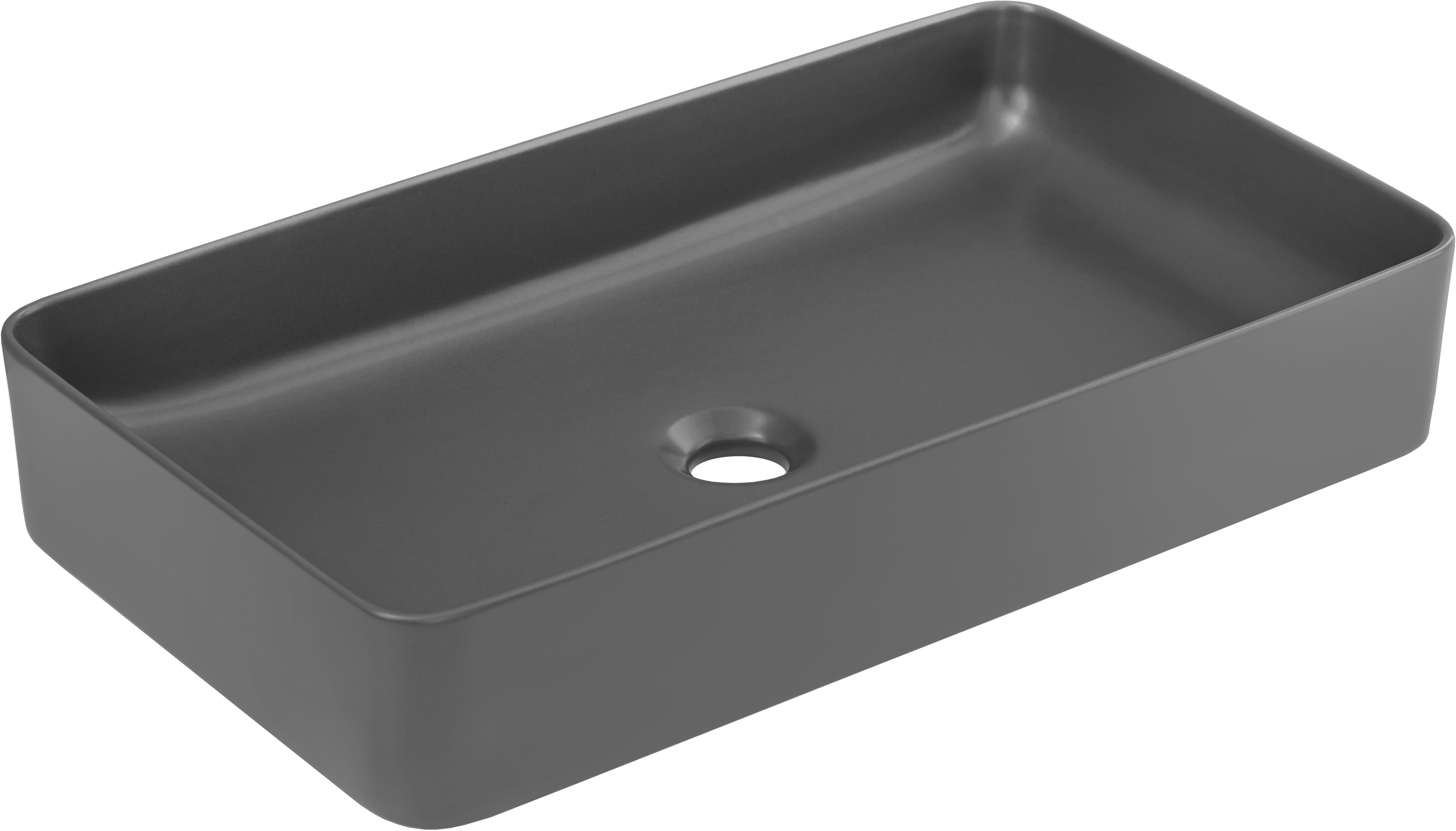 Comad Slim Waschbecken 61x34 cm rechteckig Aufsatzwaschbecken grauer Stein UM-6275 SLIM 60 GREY DP