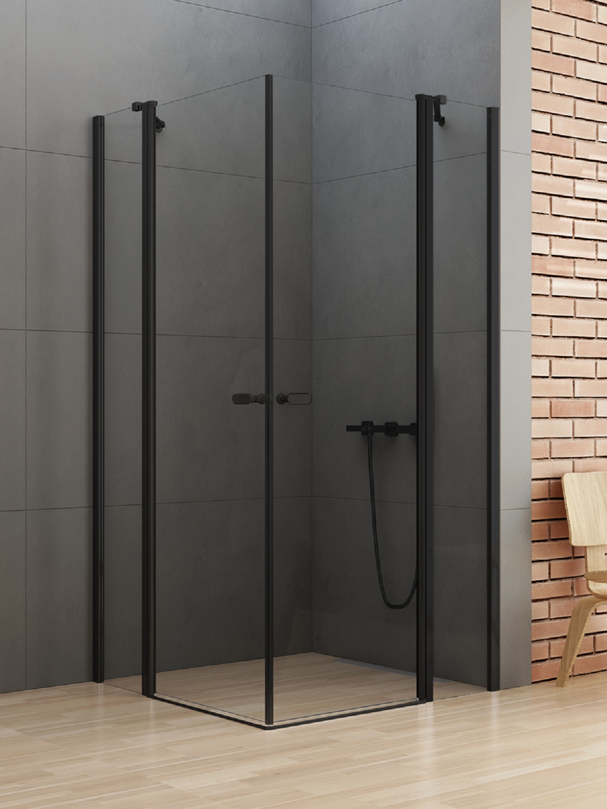 New Trendy New Soleo Black Dusche 110x90 cm rechteckig schwarz Matte/durchsichtiges Glas K-0761