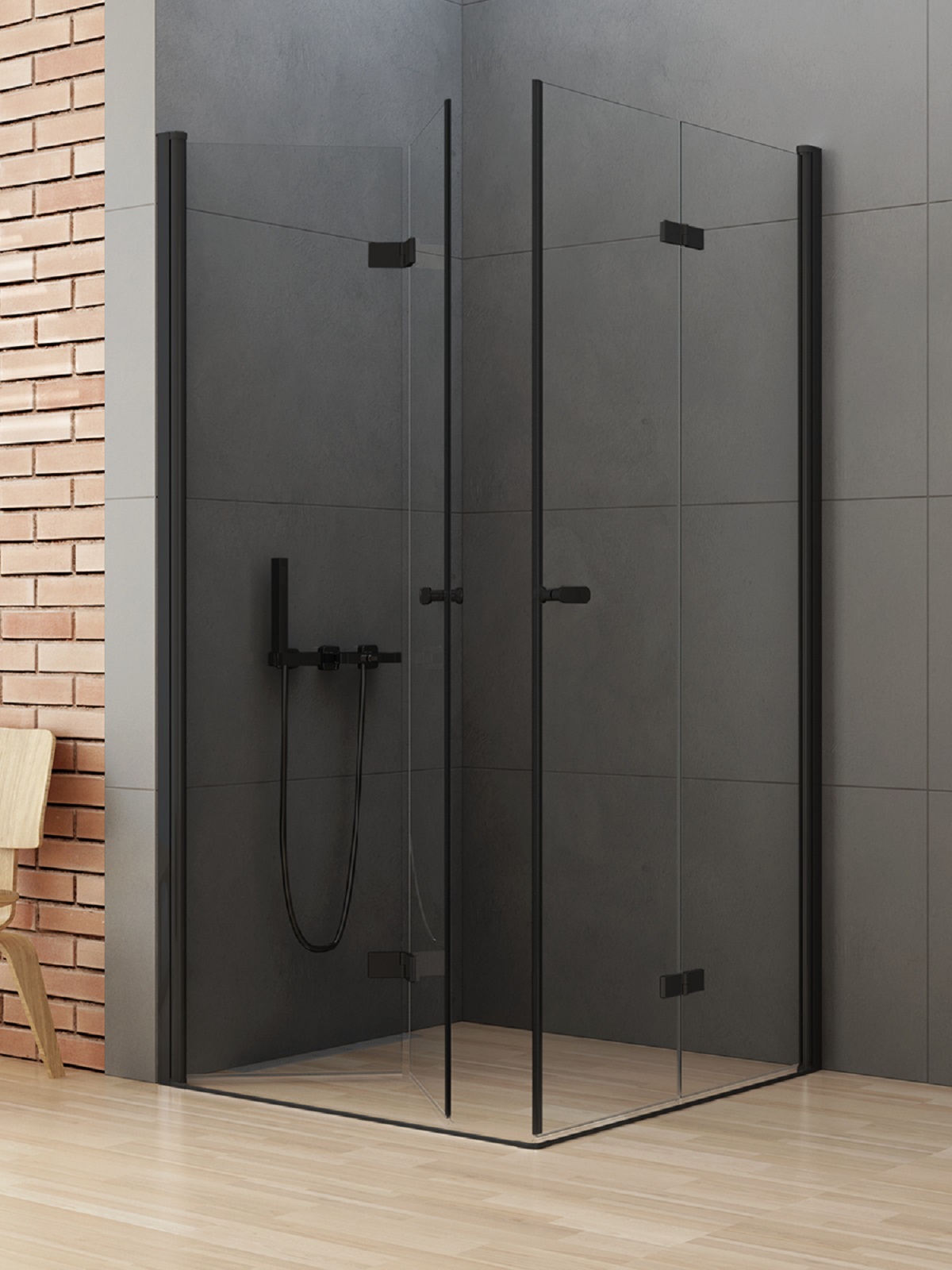 New Trendy New Soleo Black Dusche 100x80 cm rechteckig schwarz Matte/durchsichtiges Glas D-0236A/D-0238A