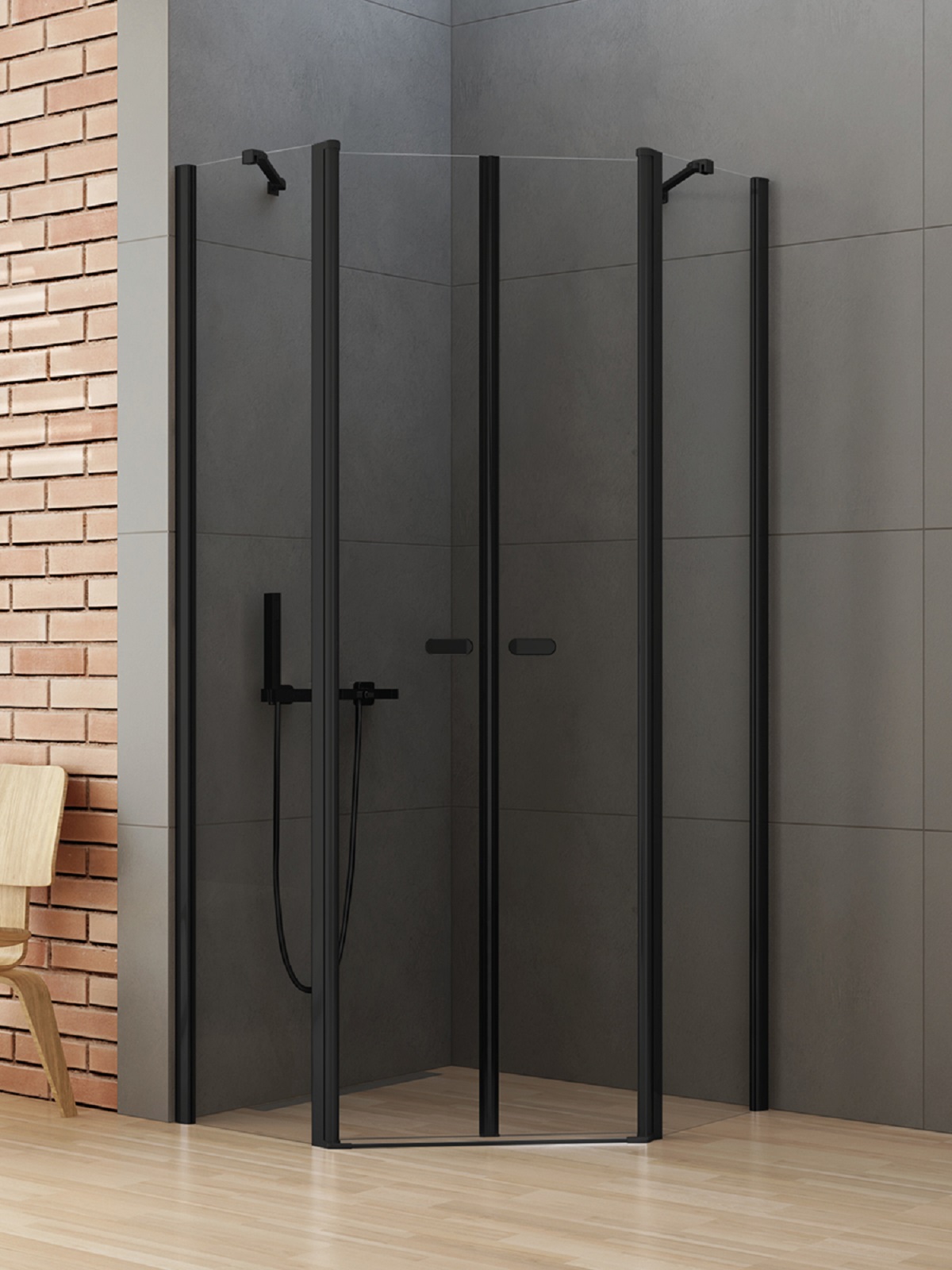 New Trendy New Soleo Black Dusche 80x80 cm schwarz Matte/durchsichtiges Glas K-0616