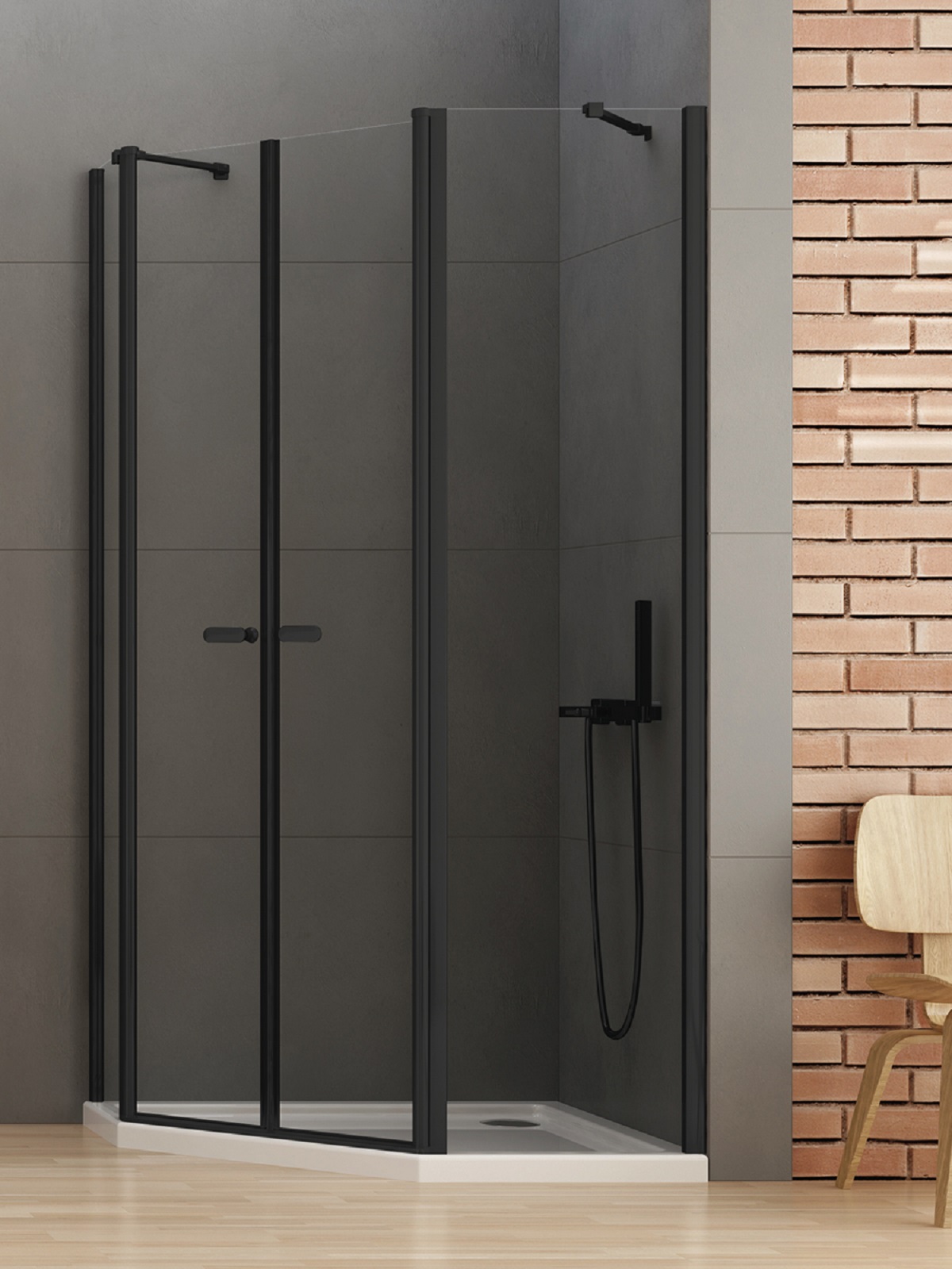 New Trendy New Soleo Black Dusche 100x80 cm schwarz Matte/durchsichtiges Glas K-0618