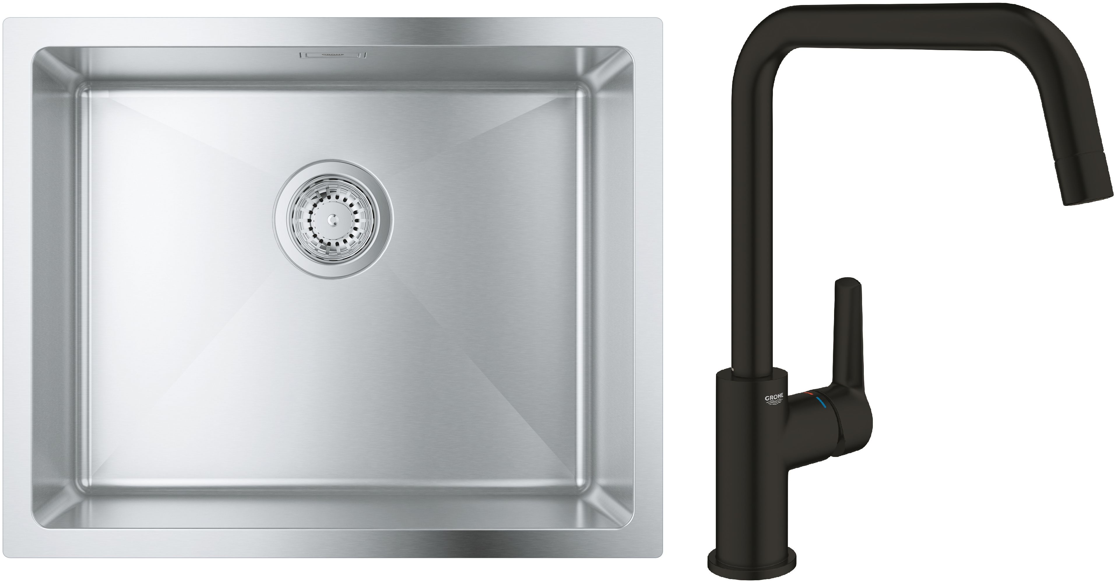 Set Stahlspüle Grohe K700 31574SD1, Küchenarmatur Grohe Start 304702430