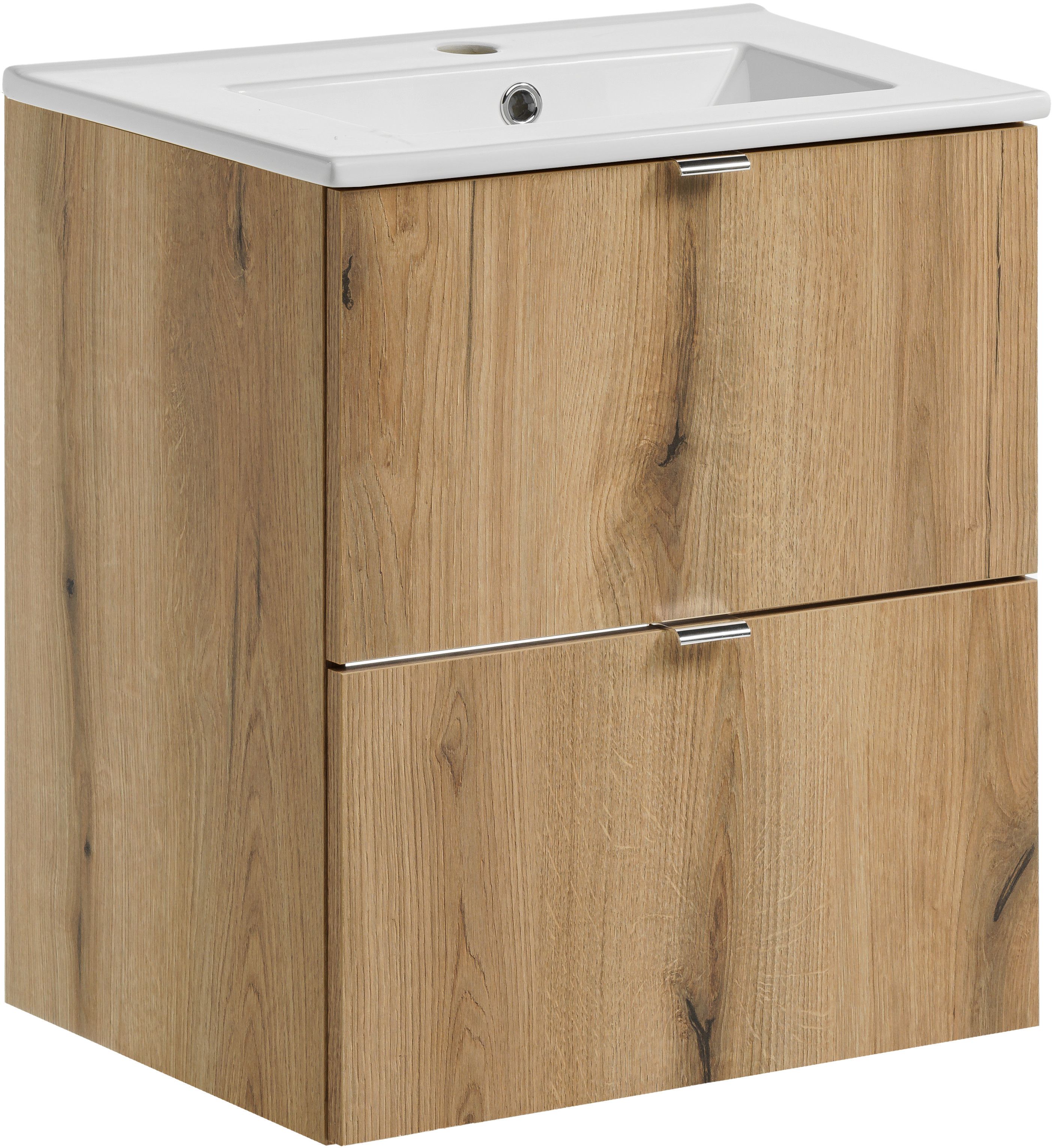 Set Kabinett Comad Nova Oak NOVA OAK A 82-50-2S, Waschbecken Comad Dance White UM2050RBDANCE50DP