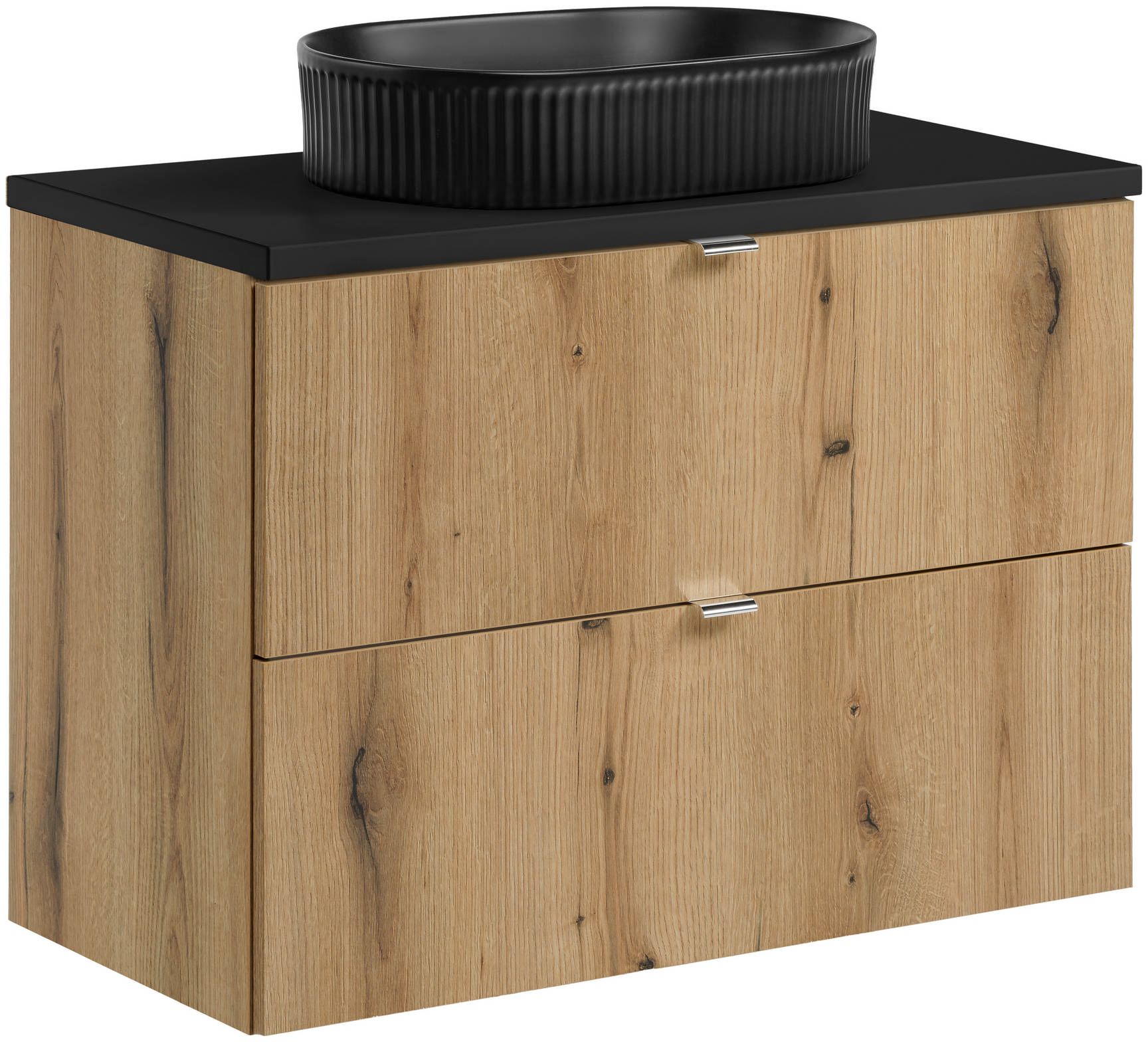 Set Kabinett Comad Nova Oak NOVA OAK A 82-80-2S, Waschbecken Comad Beyond BEYOND 5 BLACK ( E-6564 ), NOVA BLACK B 89-80