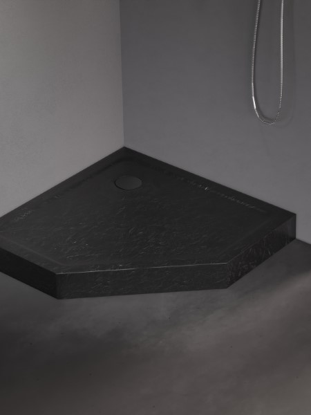 New Trendy Mild Stone Fünfeckige Duschwanne 90x90 cm schwarz B-0561