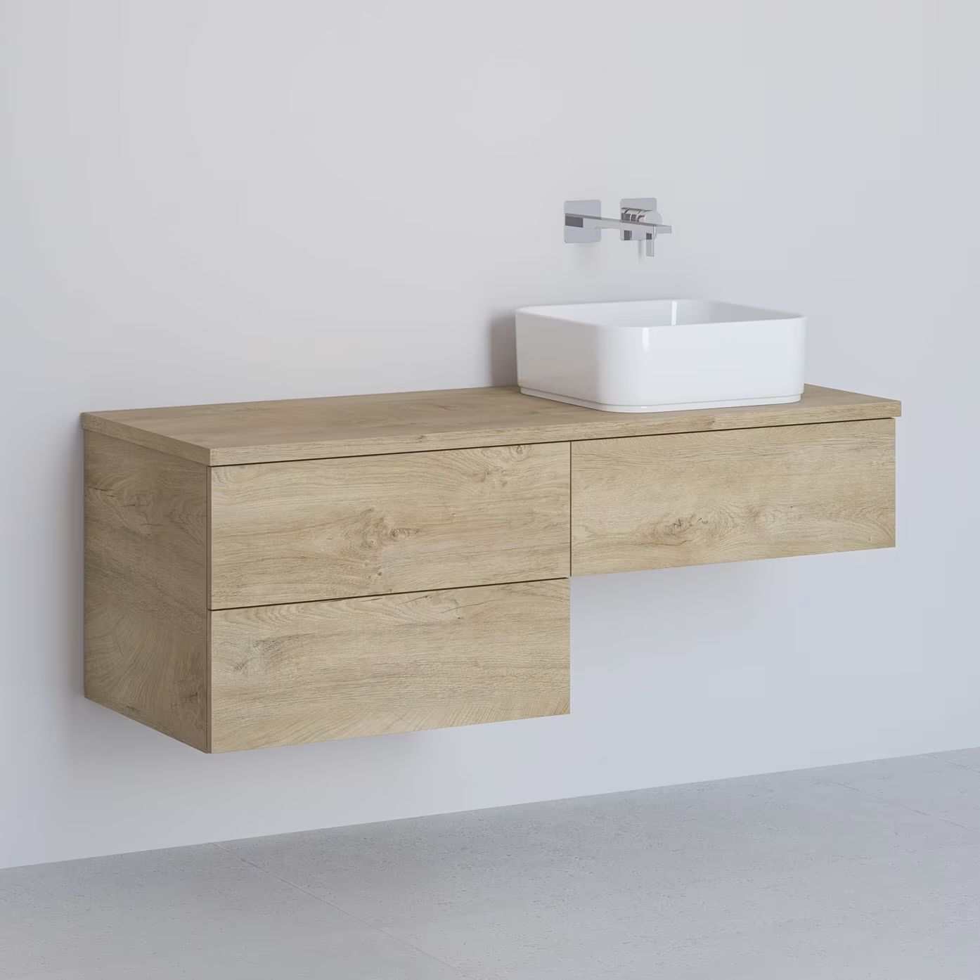 Kronenbach Cube Schrank mit Arbeitsplatte 121x48.7x44.5 cm Unterschrank hängend eiche KBWTKOWTL1213GH