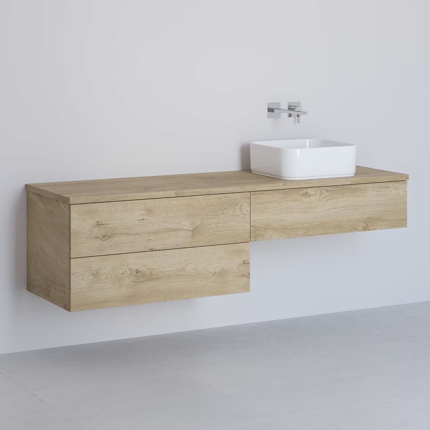 Kronenbach Cube Schrank mit Arbeitsplatte 161x48.7x44.5 cm Unterschrank hängend eiche KBWTKOWTL1613GH