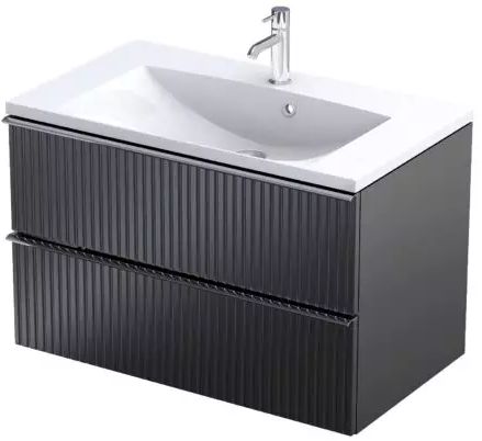 Oristo Etna Kabinett 79.6x45.5x50 cm Unterschrank hängend schwarz OR52-SD2S-80-8R