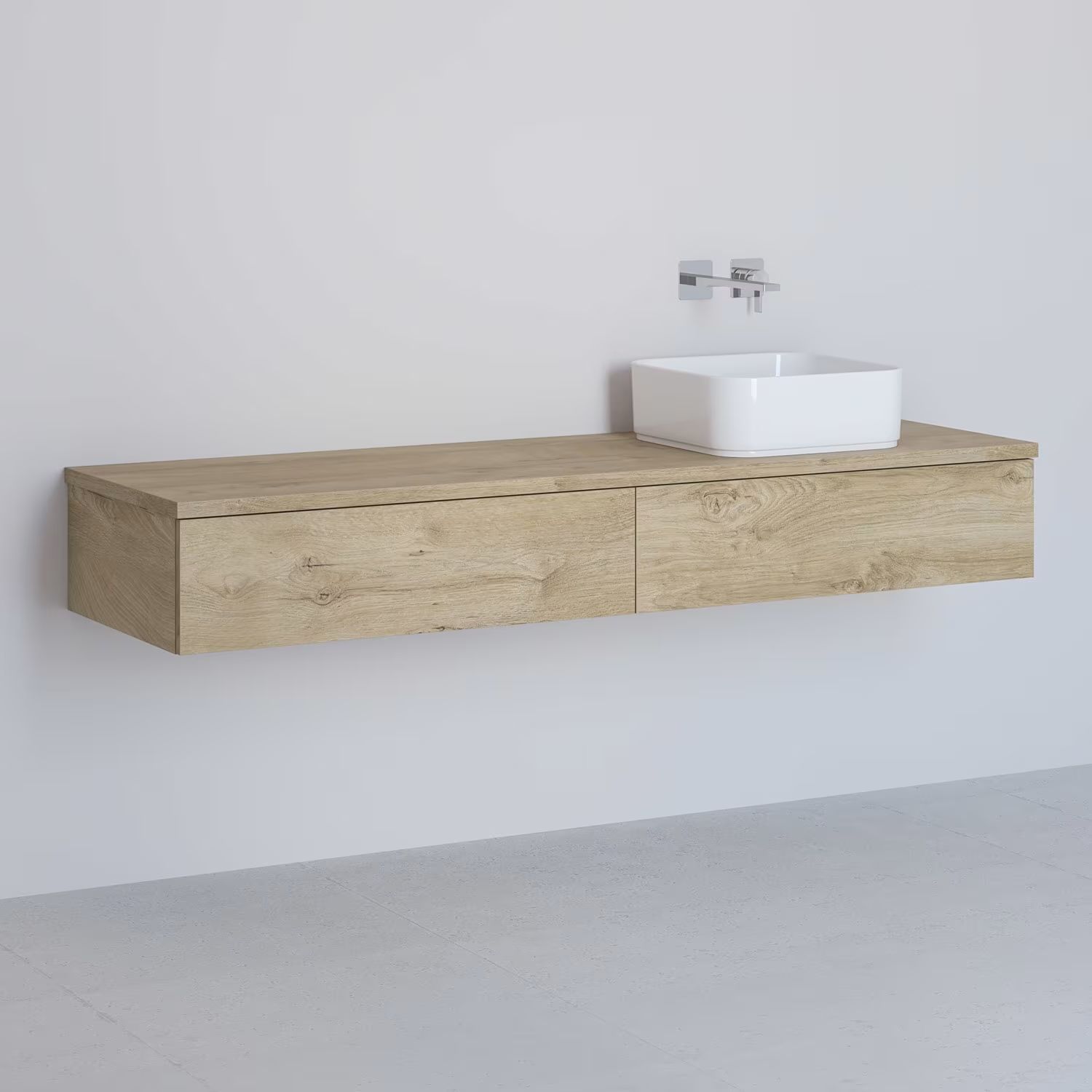 Kronenbach Cube Schrank mit Arbeitsplatte 161x48.7x23.5 cm Unterschrank hängend eiche KBWTKOWTL1612GH