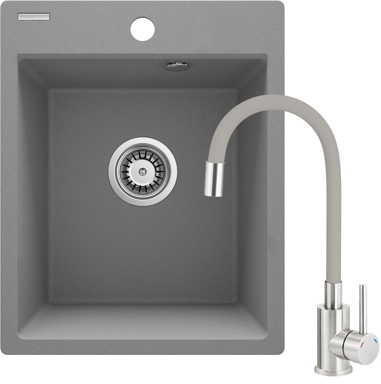 Deante Corio Waschbecken mit Wasserhahn grau/ ZRCPS103