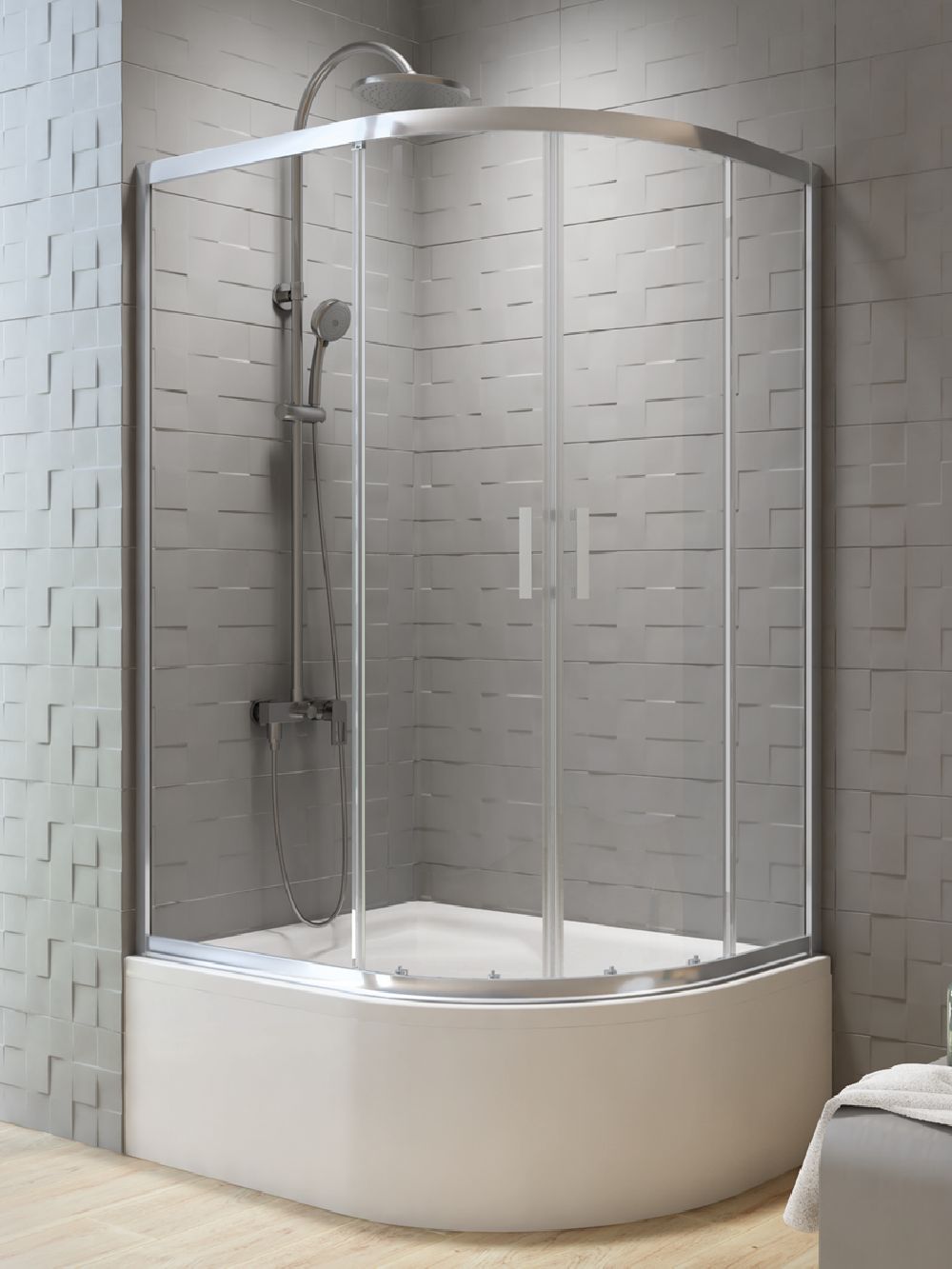 New Trendy Varia Dusche 120x85 cm chrom Glanz/durchsichtiges Glas K-0508