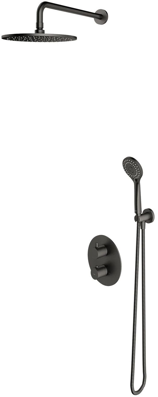 Omnires Y Duschset Unterputz mit Thermostat mit Regenbrause graphit SYSYT05GR