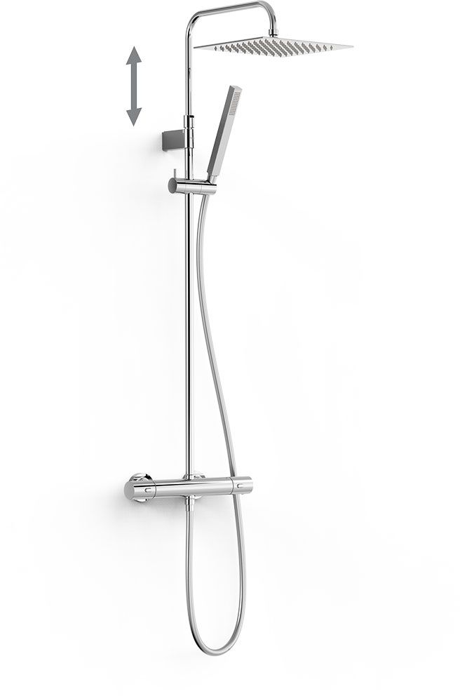 Tres Over-Wall Duschset Wandmontage mit Thermostat mit Regenbrause chrom 19038709