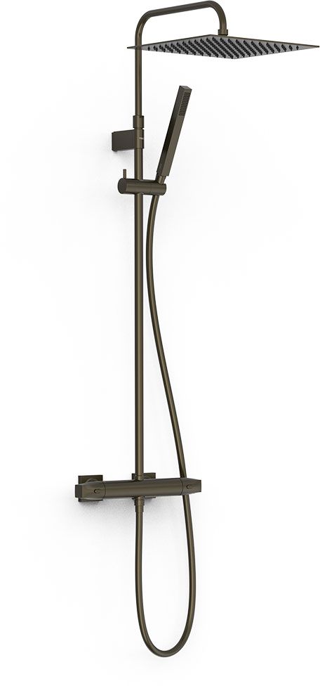 Tres Over-Wall Duschset Wandmontage mit Thermostat mit Regenbrause schwarz 19039307KMB