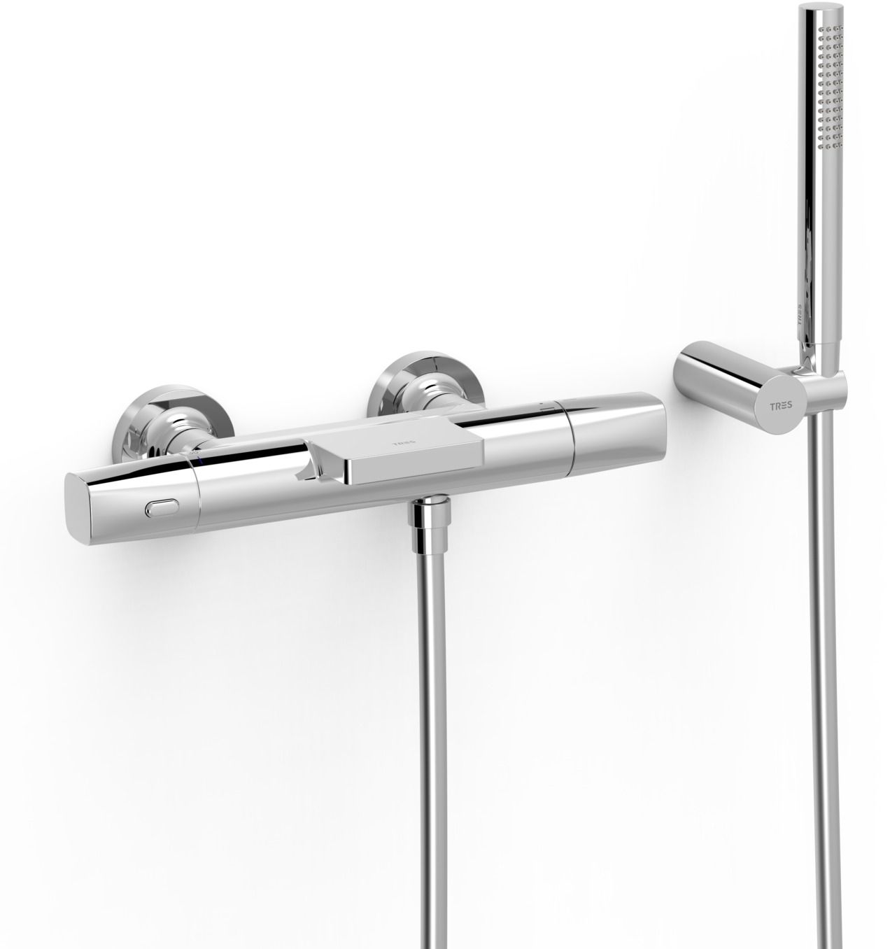 Tres Over-Wall Badewannen- und Duscharmatur Wandmontage mit Thermostat chrom 19017499