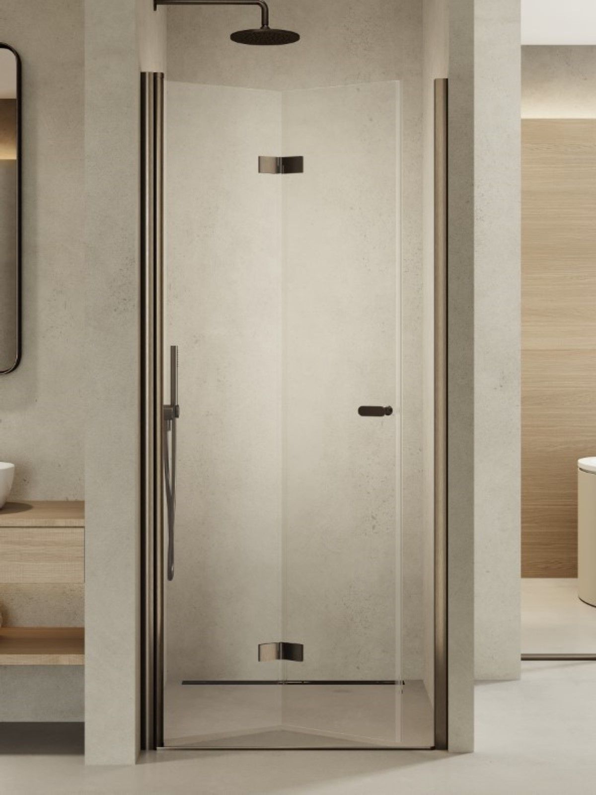 New Trendy New Soleo Gunmetal Brushed Duschtüren 90 cm faltbar graphit gebürstet/durchsichtiges Glas D-0542A