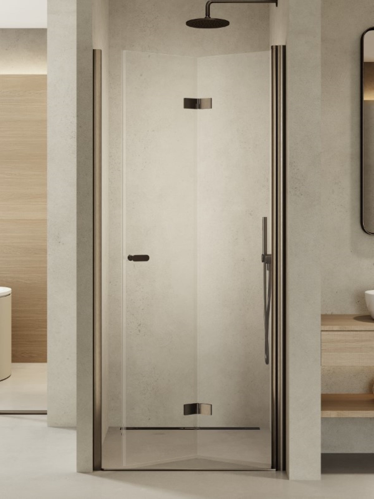 New Trendy New Soleo Gunmetal Brushed Duschtüren 70 cm faltbar graphit gebürstet/durchsichtiges Glas D-0539A