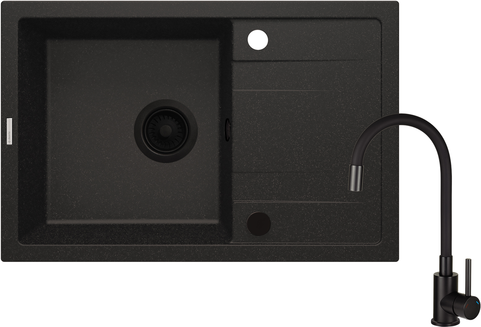 Deante Corio Waschbecken mit Wasserhahn schwarz/schwarz ZRCPG113