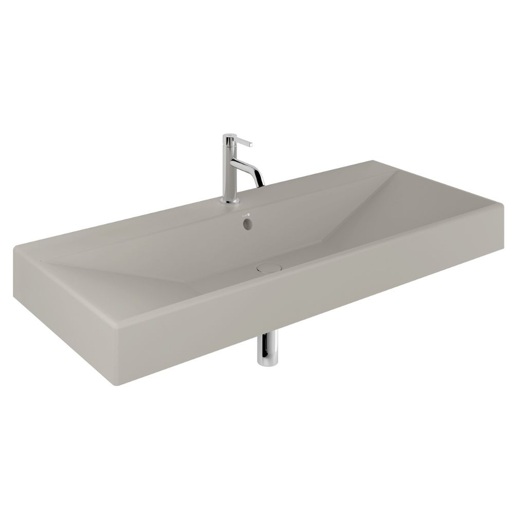 Kludi Resa Waschbecken mit Ablaufstopfen 121x50 cm rechteckig Möbel-Aufsatzwaschbecken braun/beige 59WW121O2