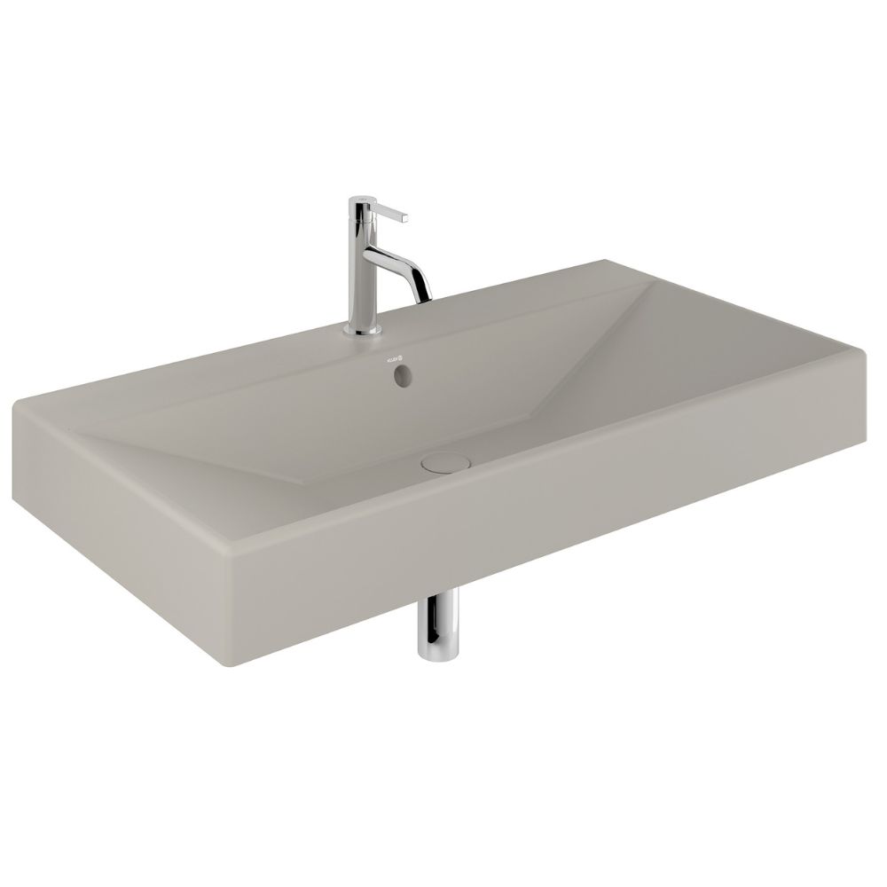 Kludi Resa Waschbecken mit Ablaufstopfen 101x50 cm rechteckig Möbel-Aufsatzwaschbecken braun/beige 59WW101O2