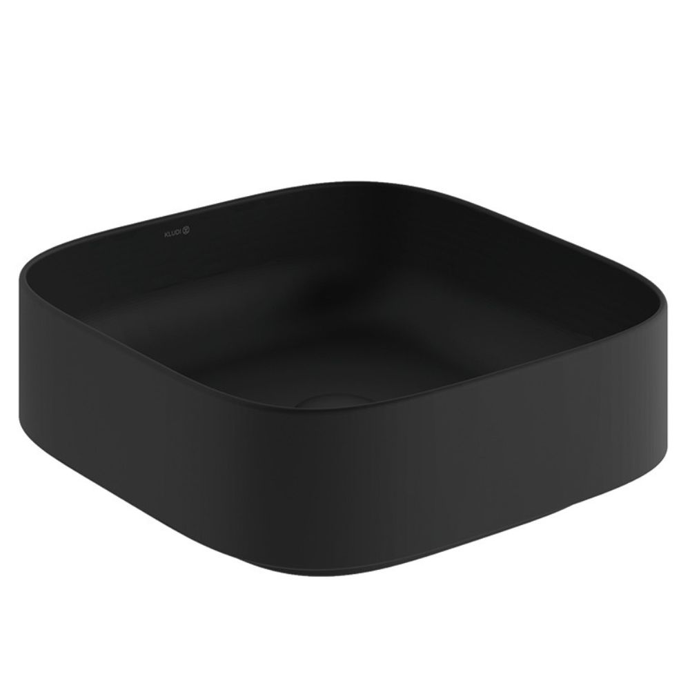 Kludi Resa C Waschbecken mit Ablaufstopfen 40x40 cm quadratisch Aufsatzwaschbecken schwarz 58CW3039