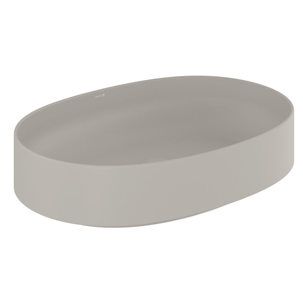 Kludi Resa O Waschbecken mit Ablaufstopfen 60x40 cm oval Aufsatzwaschbecken grauer Stein 58CW20O2